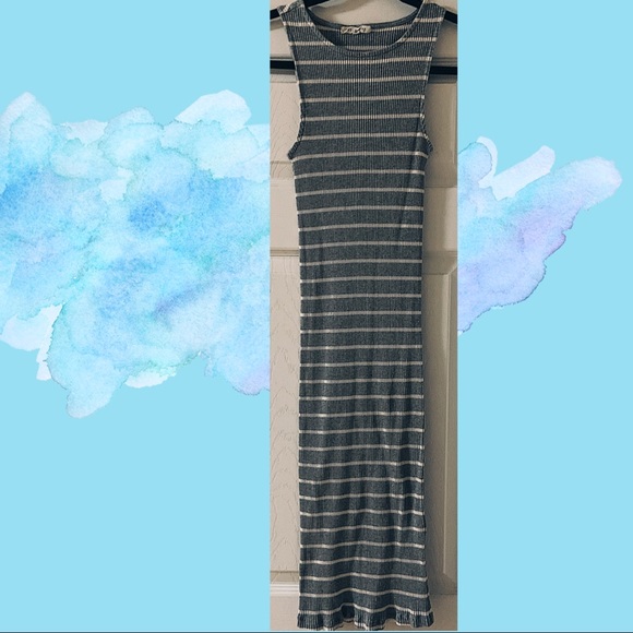 Copper Key Dresses & Skirts - Ribbed Grey and White Stripe Copper Key Dress